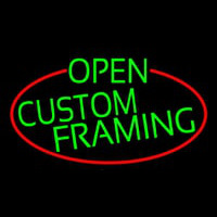 Green Open Custom Framing Oval With Red Border Neon Skilt