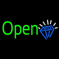 Green Open Diamond Neon Skilt