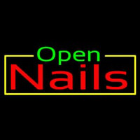 Green Open Nails Neon Skilt