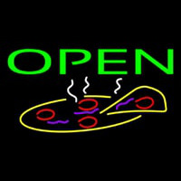 Green Open Pizza Neon Skilt