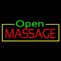 Green Open Red Massage Yellow Border Neon Skilt