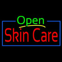 Green Open Skin Care Blue Border Neon Skilt