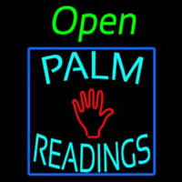 Green Open Turquoise Palm Readings Blue Border Neon Skilt