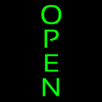 Green Open Vertical Neon Skilt