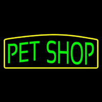 Green Pet Shop Yellow Border Neon Skilt