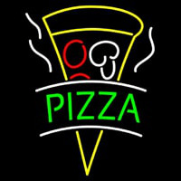 Green Pizza With Logo Neon Skilt