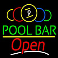 Green Pool Bar Open Neon Skilt