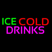 Green Red Ice Cold Drinks Neon Skilt
