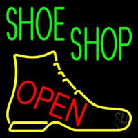 Green Shoe Shop Open Neon Skilt