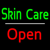 Green Skin Care White Line Red Open Neon Skilt