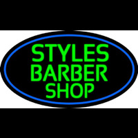 Green Styles Barber Shop With Blue Border Neon Skilt