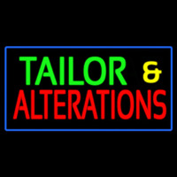Green Tailor And Red Alteration Blue Border Neon Skilt