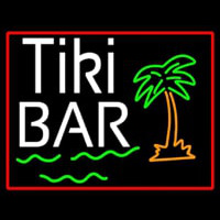 Green Tiki Bar With Palm Tree Neon Skilt