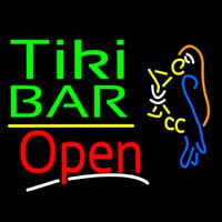 Green Tiki Bar With Parrot Martini Glass Open Neon Skilt