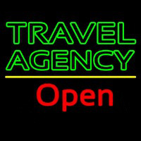 Green Travel Agency Open Neon Skilt