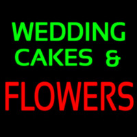 Green Wedding Cakes And Red Flowers Neon Skilt