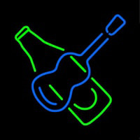 Guitar With Beer Bottle Neon Skilt