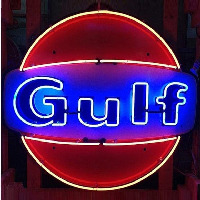 Gulf Gasoline Neon Skilt