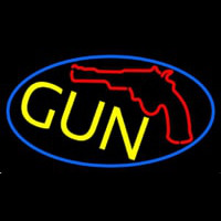 Gun With Logo Neon Skilt