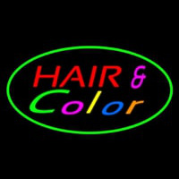 Hair And Color Oval Green Neon Skilt