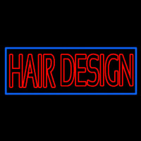 Hair Design With Blue Border Neon Skilt