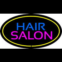Hair Salon Oval Yellow Neon Skilt