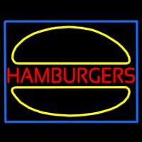 Hamburgers Logo Blue Border Neon Skilt