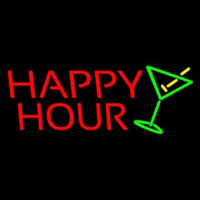 Happy Hour With Martini Glass Neon Skilt