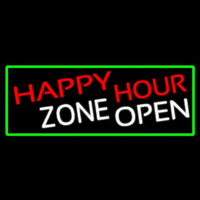 Happy Hour Zone Open With Green Border Neon Skilt