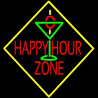 Happy Hour Zone With Martini Glass Neon Skilt
