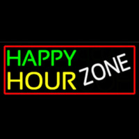 Happy Hour Zone With Red Border Neon Skilt