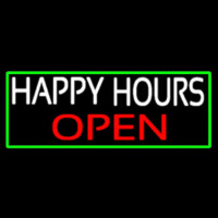 Happy Hours Open With Green Border Neon Skilt