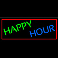 Happy Hours With Red Border Neon Skilt