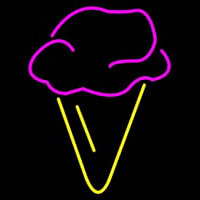 Hard Ice Cream In Pink With Yellow Cone Neon Skilt