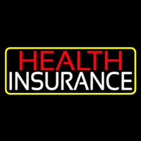 Health Insurance With Yellow Border Neon Skilt