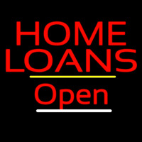 Home Loans Open Yellow Line Neon Skilt