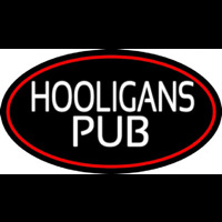 Hooligans Pub Oval With Red Border Neon Skilt
