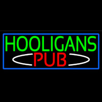 Hooligans Pub With Blue Border Neon Skilt