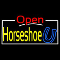 Horseshoe Open White Border Neon Skilt