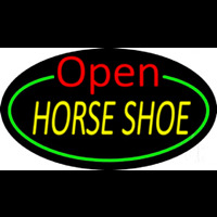Horseshoe Open With Green Border Neon Skilt