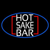 Hot Sake Bar Oval With Blue Border Neon Skilt