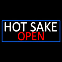 Hot Sake Open With Blue Border Neon Skilt