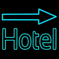 Hotel With Arrow On Top Neon Skilt