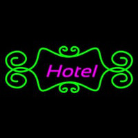 Hotel With Green Art Border Neon Skilt