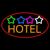 Hotel With Stars Neon Skilt