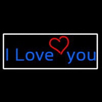 I Love You And Heart With White Border Neon Skilt