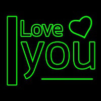 I Love You Green Neon Skilt