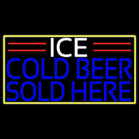 Ice Cold Beer Sold Here With Yellow Border Real Neon Glass Tube Neon Skilt