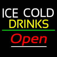 Ice Cold Drinks Open Neon Skilt