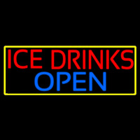 Ice Cold Drinks Red Open Neon Skilt